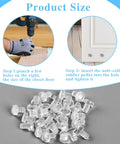 Step by step instructions with clear glass table top bumpers shown, highlighting 100 Clear Glass Table Top Bumpers With Stem Non Adhesive Rubber Grippers And Heavy Duty Anti Slip Furniture Protectors For Cabinet Doors And Outdoor Patio No Fuss Tight Setup.