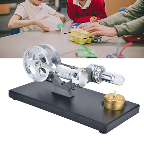 Hands On Stirling Engine Model Kit With Aluminum Alloy Construction External Combustion Engine For Realistic Physics Experiments A Kid Friendly STEM Educational Toy For Classroom Projects And Home Learning on black base