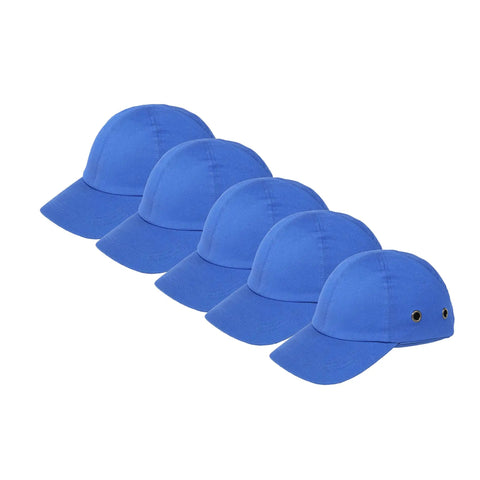Five Pack Reflective Bump Cap Hard Hat With Adjustable Hook And Loop Fit Lightweight Breathable Twill Royal Blue And Mesh