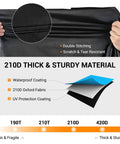 Heavy Duty Outdoor Tricycle And Bicycle Cover For Two Bikes 210D Waterproof Polyester Large 90.5L 37.4W 49.2H Fits Adult Trikes And E Bikes Windproof Dustproof Storage All Weather Outdoor Shield Orange showing 210D fabric layers and double stitching