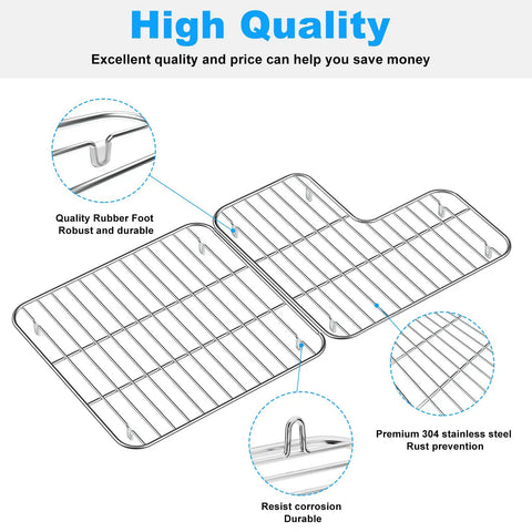 Bottom Basin Rack Set For K-6488 And K-6489 Kitchen Sinks Left And Right Stainless Steel Replacement with rubber feet and grid design.