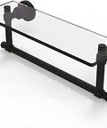 Dope Glass Shelf With Integrated Towel Bar, 16 Inch By 5 Inch, Three Eighths Inch Tempered Glass, Solid Brass, Oil Rubbed Bronze Finish