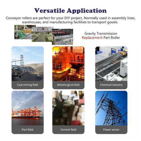 Versatile applications of Heavy Duty 5 Pc Stainless Steel Conveyor Rollers For Warehouse Unloading And Factory Production Lines.