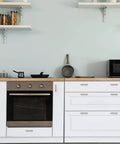 Modern kitchen with white cabinets featuring 5 Inch Brushed Nickel Cabinet Pulls Stainless Steel Kitchen Drawer Handles 3 Inch Hole Center.