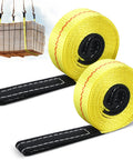 Two Pack Beefy 10 Ft Nylon Lifting Slings 1 Inch Wide Heavy Duty Web Straps with Flat Eye Ends in use lifting pallets