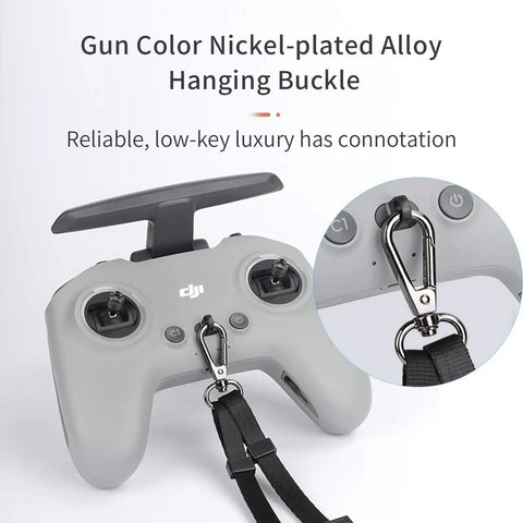 Go To Lanyard Strap For DJI FPV Avata Phantom 4 Pro Drones And RC Transmitters attached to DJI controller with gun color buckle