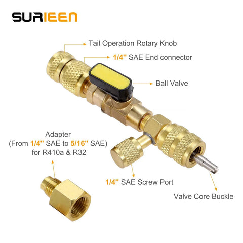 HVAC Valve Core Removal Tool Dual Size One Quarter Inch And Five Sixteenth Inch SAE For R410A R22 R12 R407 R404 R32 Systems