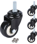 Heavy Duty Swivel Caster Set Of 4 With 2 Inch Wheels And M10 Threaded Stem For Shelving And Cart Mods. Close-up view of black caster with wheel.