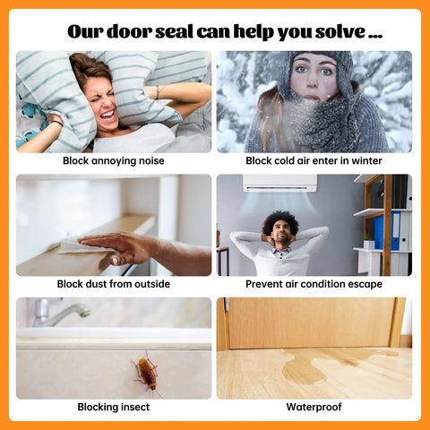 Image highlighting features of Self-Adhesive Door Sweep Draft Stopper For All Doors, 2 Inch Wide By 39 Inch Long, Black Rubber Weather Stripping