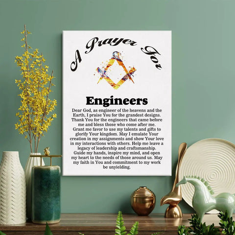 Engineer’s Prayer Canvas Wall Art For Office Decor And Home, Engineering Gift Poster 11.5x15 Inches, Framed Ready To Hang