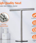 Standing 13 Inch T Shape Towel Bar Rack Stand Made From SUS304 Stainless Steel With Brushed Finish Rust Resistant Towel Holder