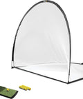 Home Golf Driving Range Kit With Net, Limited Flight Balls, Launch Pad And Tees For Backyard Practice shown with net and accessories