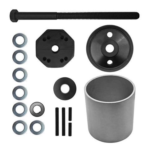 Tough As Nails Car Bushing Installer Set Professional Metal Sleeve Press Kit parts including bolts, washers, and sleeves.