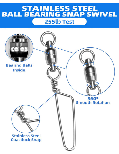 Upgraded Single Outrigger Rigging Kit All In One No Fuss With 400Lb Mono Line Release Clips Pulley Snap Swivels Crimps Ball Stops And Rings For Outrigger Setup stainless steel snap swivel 255lb test