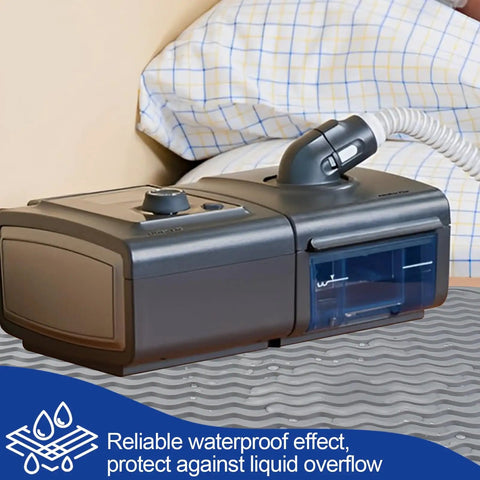 CPAP Silicone Protector Mat For Nightstand Waterproof Non Slip Pad Guards Against Water Spills Heat Damage Vibration And Scratches From Your CPAP Machine Dark Gray under machine near pillow
