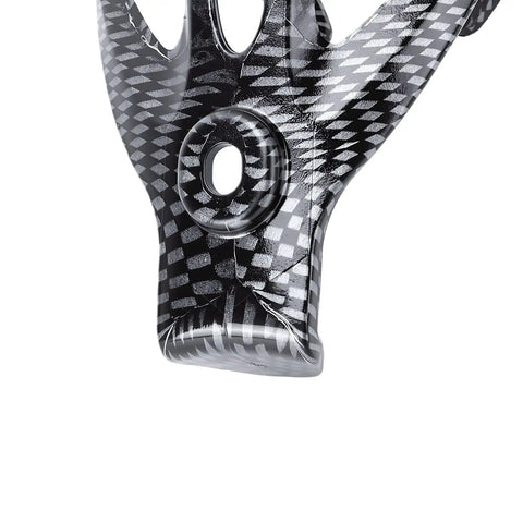 Fly Heavy Duty Bike Water Bottle Cage Built From Solid Abs Showing Off A Badass Carbon Fiber Aesthetic close-up view.