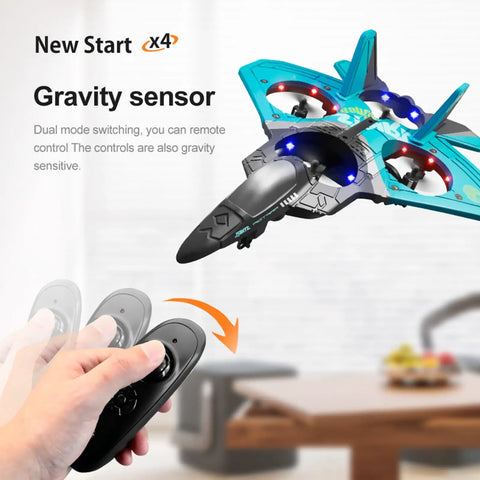 Foam RC Fighter Jet Airplane With Lights, Dual Battery Pack, No Assembly, Ready To Fly, 360 Degree Flips And Dope Stunt Rolls