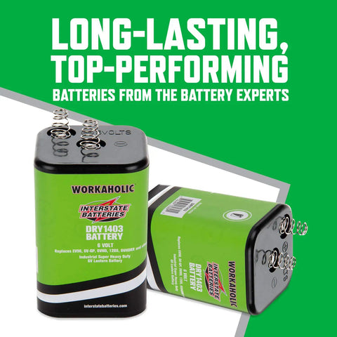 Six Volt Lantern Battery Pack 6 Count 7000 mAh Square Shape Power with green label, long-lasting, for camping and home lamps