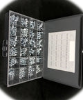 Flange Nut And Bolt Screw Assortment Kit M6 M8 M10 in tray with labeled compartments for home garage projects.