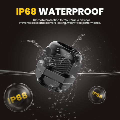 Half Inch NPT Cable Gland Waterproof IP68 Nylon Cord Grip in water, highlighting durability and seal.