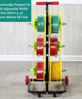 Heavy Duty Wire Spool Rack Dispenser for shop floor or field use, portable organizer with multiple spools sorted by color and size.