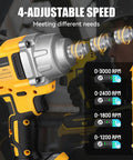 Pro Grade 1/2 Inch Cordless Impact Wrench Fits 20V Max Batteries with 4 adjustable speed settings for versatile use.