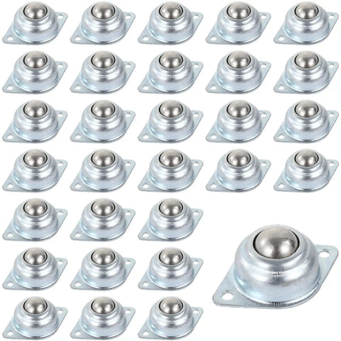 30 Pack Roller Ball Transfer Units With 360 Degree Spin And Rock Solid Galvanized Steel Build For Hassle Free Workshop Swaps And Diy Gear Movers Featuring 5/8 Inch Shafts For Quick No Sweat Setup arranged in a grid.
