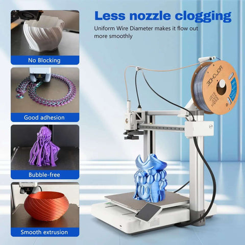 3D printer using Dope Silk PLA Filament 1.75mm Blue Silver Dual Color Coextrusion, 2 In 1 Color Change PLA Filament, 1kg Spool