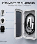 Hella Heavy Duty EV Charger Enclosure Lock Box with Combination Lock for Tesla Wall Mount, showcasing compatibility with various EV chargers.