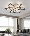 Five Petal Flower LED Flush Mount Ceiling Light with Remote Control in modern living room setting