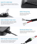 Go-To 24V DC Power Supply 1A 24W AC Adapter with 5.5mm outer 2.1 to 2.5mm inner barrel connector features labeled