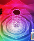 Rose Lamp With 16 Colors RGB Night Light, USB Rechargeable Touch Desk Lamp, Diamond Cut Acrylic LED Mood Light, 24 Button Remote Control