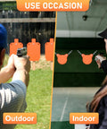 AR500 One Half Inch Steel Targets For Shooting Silhouette Gong Target used outdoors and indoors, neon orange.