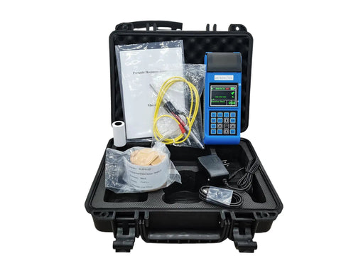 Super Handy Portable Handheld Metal Hardness Tester With Industrial DL Probe For Rebound Testing On Forged Steel and Other Metals At Any Angle Featuring Large Color Screen Display And Direct Print Function in sturdy case with accessories.