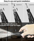 3.6V Cordless Screwdriver With Ultra Strong Magnetic Bit 2-In-1 Manual And Auto, Forward And Reverse in hand with LED light on