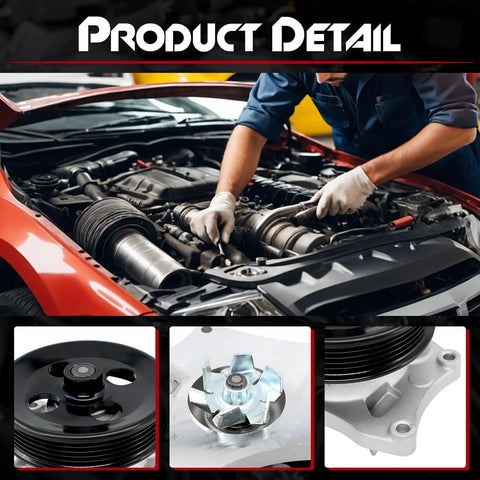 Engine Water Pump With Gasket Pulley Replacement For Chevy Cruze Equinox Malibu Spark GMC Terrain Buick Encore Direct Fit And OEM Style Gasket Pulley Included 12667387 in car engine bay