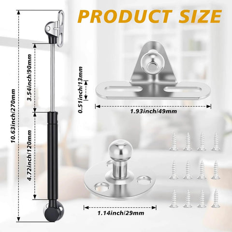 30 Pack 10 Inch Gas Struts For Cabinets And Doors With Soft Open Pneumatic Lift For RV Boat Hatch Furniture Lids 100N 22.5lb Heavy Duty Props Includes 29mm Mounts And 49 By 13 Mm Brackets