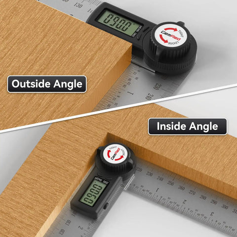 Digital Angle Finder Protractor In Stainless Steel, 7 Inch 200mm, measuring outside inside angles, laser etched ruler, high precision