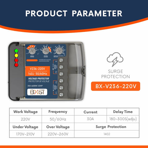 Beast Mode 220V Surge Protector 30A Voltage Guard 6600W Heavy Duty Power Protector With Adjustable Settings