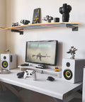 Dope Wall Mounted Skateboard Rack Set For Longboards And Boards Double Space Saving Floating Shelves Brackets with camera gear
