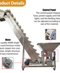 Dinenovate Heavy Duty Z Type Bucket Elevator 6.5ft Lifting Height Stainless Steel Conveyor side view with control panel and motor
