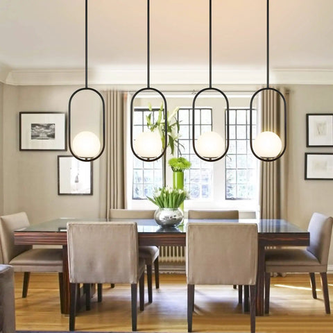 Two Pack Modern Globe Pendant Lights Matte Black Mid Century Chandelier With White Glass Globe Lampshades 1 Light Each Ceiling Hanging Fixture For Kitchen Island Dining Room Bedroom