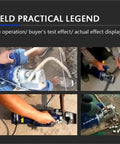 Electric Hydraulic Rebar Bender And Shear Cutter RC 20 Model in use, showcasing cutting action on steel bars at job site.