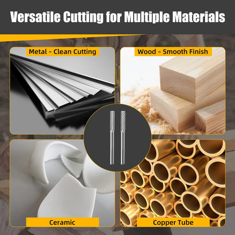 Pro Grade Tungsten Carbide Cutter For Die Grinder Kit High Performance Rotary Carving Bit 1 Eighth Inch Shank Metal Wood Ceramic Copper Tube Cutting Durable Grinding Tool 2 Pieces