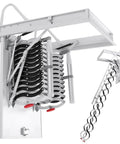Heavy Duty Electric Telescoping Attic Ladder Pull Down From Ceiling With Remote Control features smooth glide and safety handrails.