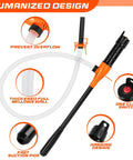 Battery Powered Portable Fuel Transfer Pump with 47 Inch Hose showing design features and parts for efficient fluid transfer