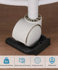 Close-up of 4 Pack Rubber Furniture Wheel Stopper Cups For Casters, Non Slip Floor Protectors, M75 Size 83 By 71 By 16.9 Mm, in use