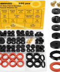 160 Piece Hose Bib Washer and Faucet Washer Kit With 14 Sizes Includes Hose Gaskets Flat and Beveled Rubber Washers Brass Bibb Screws