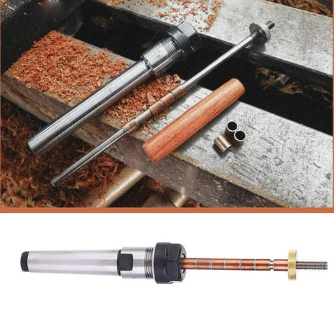 Adjustable Pen Mandrel Kit for Woodturning with 6 Mm Diameter Pro Grade Lathe Accessory showing steel construction and components.