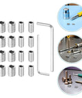 18 Piece Refrigerator Handle Screws Set With Installation Tool Premium Stainless Steel Rust Resistant Hardware For Fridge Door Handles Replacement Kit, assorted screws and hex key